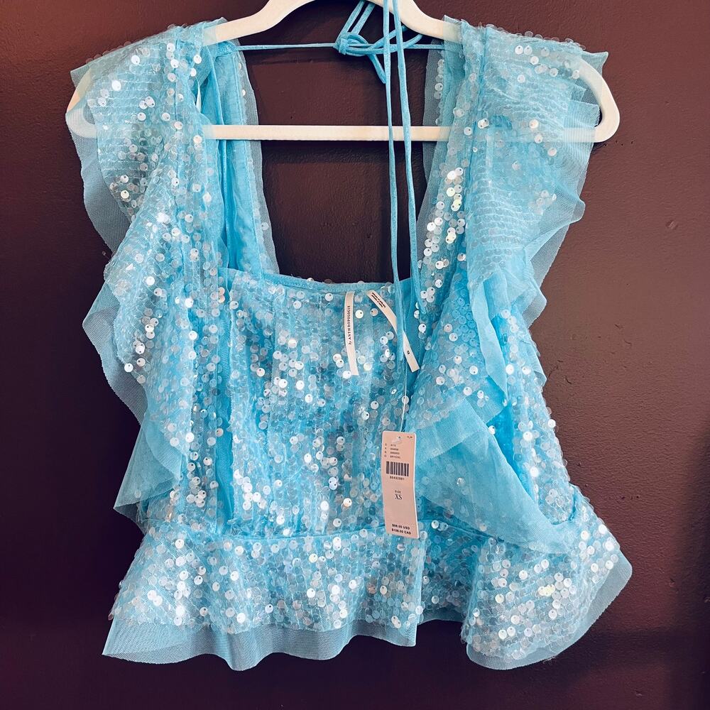 Brand New with tags Anthropologie sequined ruffle top